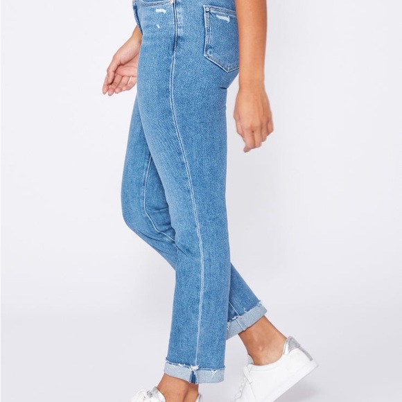 Paige Cindy high Rise Straight w Double Button in Neelah Distressed like n… - Picture 4 of 15